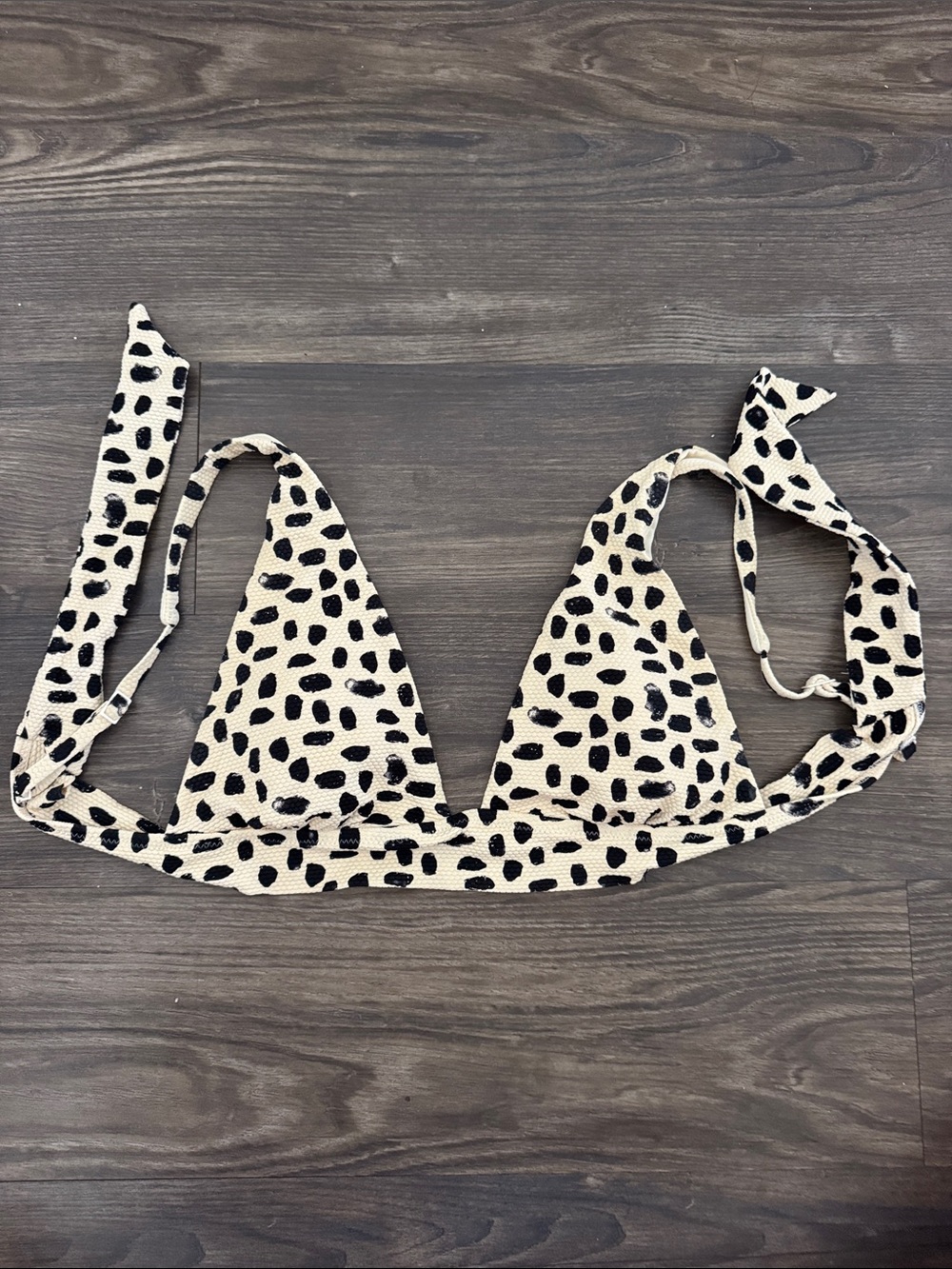 aerie Cream & Black Leopard Triangle Bikini Top